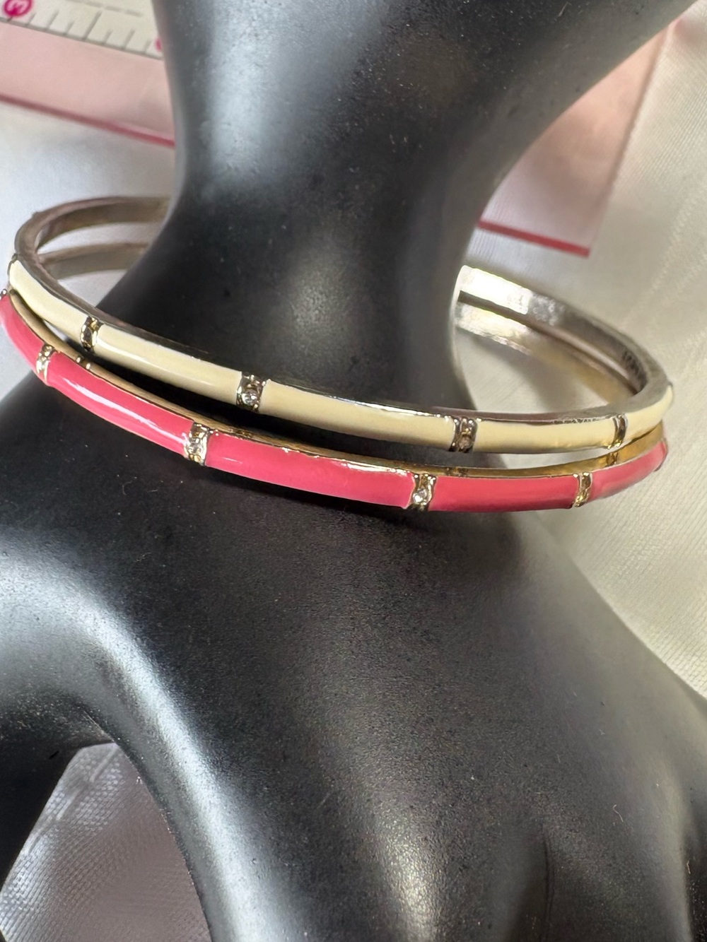 Fornash  Pink and Cream Enamel Bangle Set